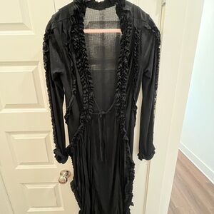 Free People Black Ruffled Sweater